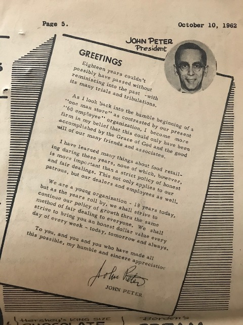 john peter president letter